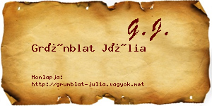 Grünblat Júlia névjegykártya